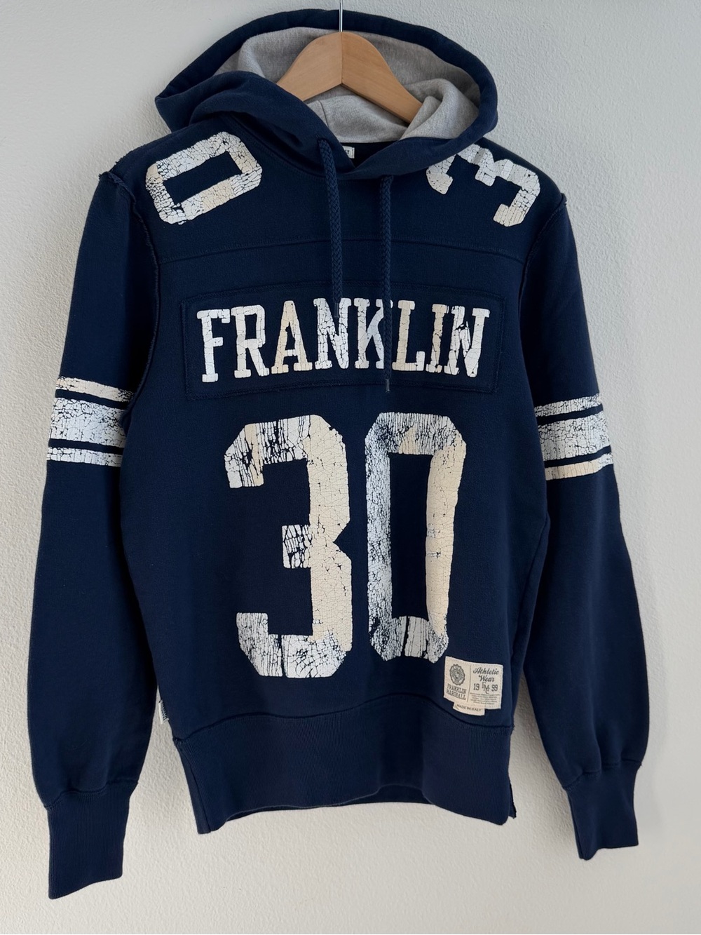 Franklin and MArshal Navy Graphic Hoodie Sweatshirt